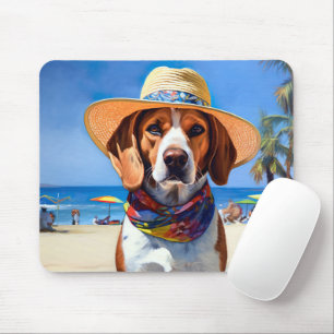 Beagle op het strand, zomercadeau voor hondenliefh muismat