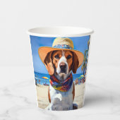 Beagle op het strand, zomercadeau voor hondenliefh papieren bekers (Achterkant)