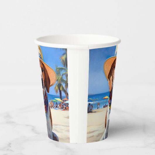 Beagle op het strand, zomercadeau voor hondenliefh papieren bekers (Rechts)