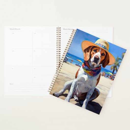 Beagle op het strand, zomercadeau voor hondenliefh planner (Display)