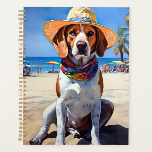 Beagle op het strand, zomercadeau voor hondenliefh planner (Voorkant)
