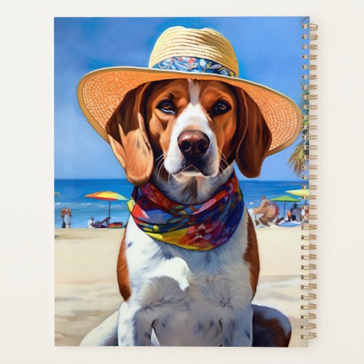 Beagle op het strand, zomercadeau voor hondenliefh planner (Achterkant)