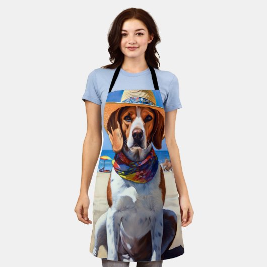 Beagle op het strand, zomercadeau voor hondenliefh schort (Gedragen)