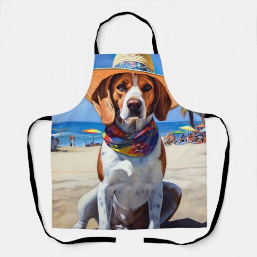 Beagle op het strand, zomercadeau voor hondenliefh schort (Voorkant)