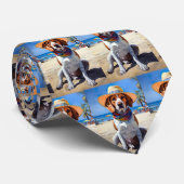 Beagle op het strand, zomercadeau voor hondenliefh stropdas (Opgerold)