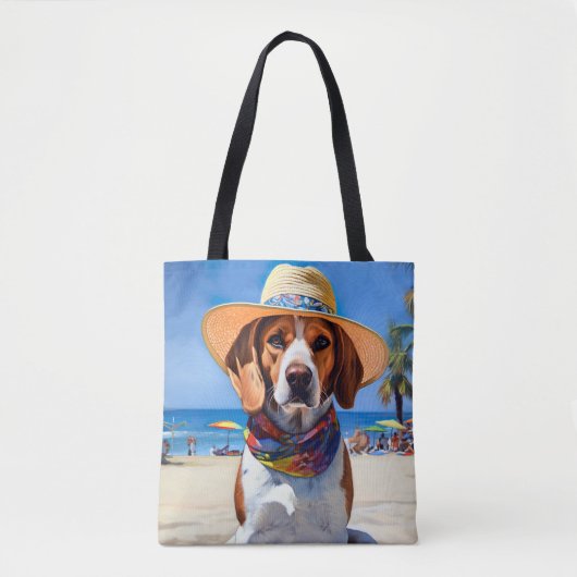 Beagle op het strand, zomercadeau voor hondenliefh tote bag (Voorkant)