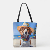 Beagle op het strand, zomercadeau voor hondenliefh tote bag (Achterkant)