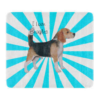 Beagle op Turquoise Pinwheels Snijplank