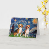 Beagle Paar - Sterrennacht Kaart (Gele Bloem)
