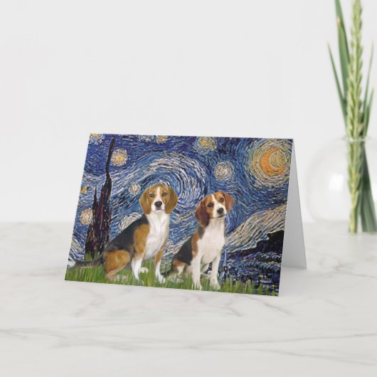 Beagle Paar - Sterrennacht Kaart (Voorkant)