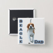 Beagle Pap 4 Vierkante Button 5,1 Cm (Voorkant /achterkant)