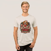 Beagle Papa Retro Diner Pootafdruk Badge Tri-Blend Shirt (Voorkant volledig)