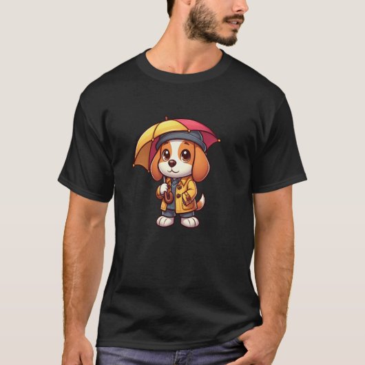 Beagle Paraplu Hond Grappige Regenjas T-shirt (Voorkant)