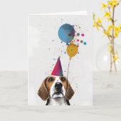 Beagle Party Wenskaart Kaart (Gele Bloem)