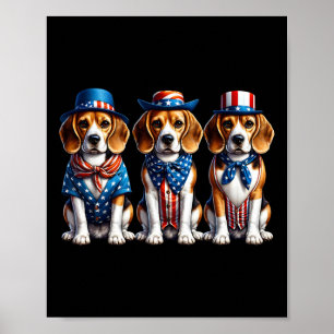 Beagle Patriotic 4th of July Amerikaanse vlag Amer Poster