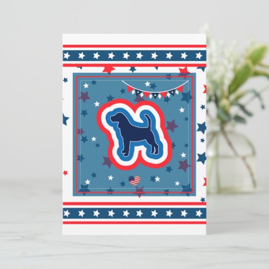 Beagle Patriotic Fireworks, 4e juli BBQ Kaart (Staand voorkant)