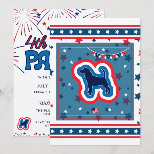 Beagle Patriotic Fireworks, 4e juli BBQ Kaart (Voorkant / Achterkant)