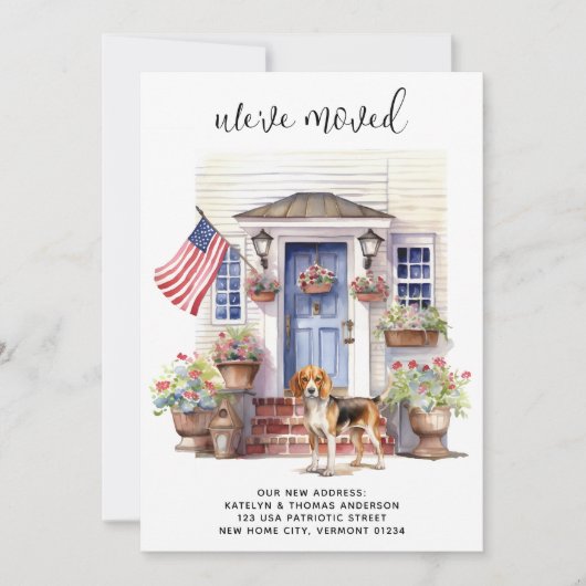 Beagle Patriottische Gepersonaliseerde Pet Dog Bew Aankondiging (Voorkant)