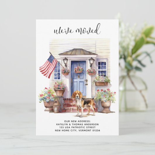 Beagle Patriottische Gepersonaliseerde Pet Dog Bew Aankondiging (Staand voorkant)