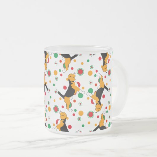 Beagle Pattern Matglas Koffiemok (Voorkant rechts)