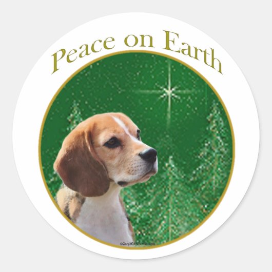 Beagle Peace Ronde Sticker (Voorkant)