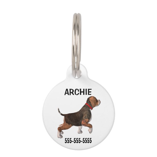 BEAGLE-Personaliseer de naam/het telefoonnummer va Huisdierpenning (Voorkant)
