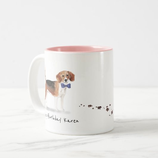 Beagle Personalized Mug Tweekleurige Koffiemok (Voorkant links)