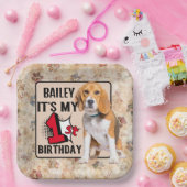 Beagle Persoonlijke 1e verjaardag Papieren Bordje (Feest)