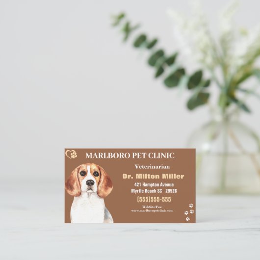 Beagle Pet Clinic Visitekaartjes (Staand voorkant)