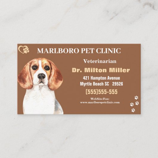 Beagle Pet Clinic Visitekaartjes (Voorkant)
