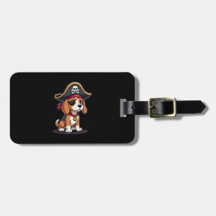 Beagle Pirate Costume Jolly Roger Flag Skull Cross Bagagelabel