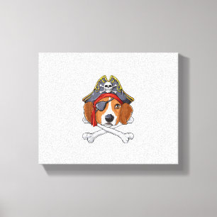 Beagle Pirate Costume Jolly Roger Flag Skull Cross Canvas Afdruk