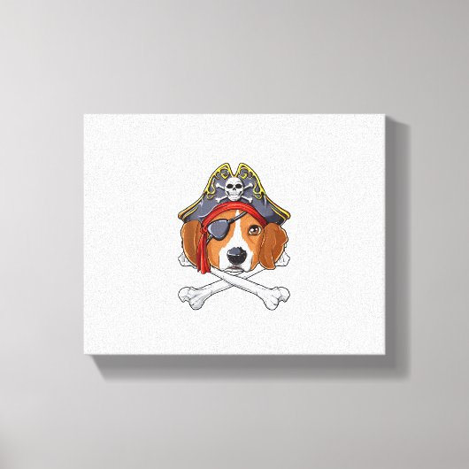 Beagle Pirate Costume Jolly Roger Flag Skull Cross Canvas Afdruk (Voorkant)