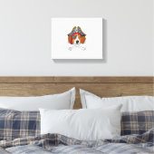 Beagle Pirate Costume Jolly Roger Flag Skull Cross Canvas Afdruk (Insitu (Slaapkamer))