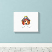 Beagle Pirate Costume Jolly Roger Flag Skull Cross Canvas Afdruk (Insitu (Houten vloer))