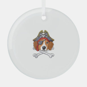 Beagle Pirate Costume Jolly Roger Flag Skull Cross Glas Ornament