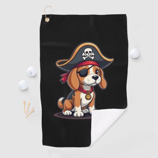 Beagle Pirate Costume Jolly Roger Flag Skull Cross Golfhanddoek (Insitu)