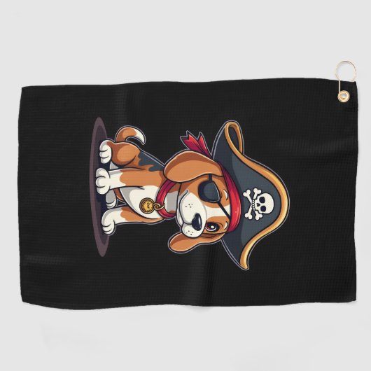 Beagle Pirate Costume Jolly Roger Flag Skull Cross Golfhanddoek (Horizontaal)