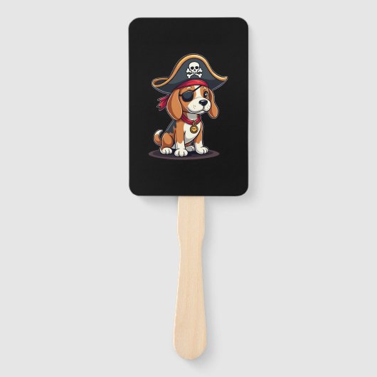 Beagle Pirate Costume Jolly Roger Flag Skull Cross Handwaaier (Voorkant)