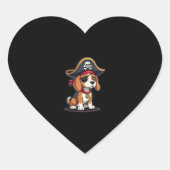 Beagle Pirate Costume Jolly Roger Flag Skull Cross Hart Sticker (Voorkant)