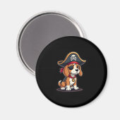 Beagle Pirate Costume Jolly Roger Flag Skull Cross Magneet (Voorkant / Achterkant)