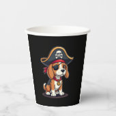 Beagle Pirate Costume Jolly Roger Flag Skull Cross Papieren Bekers (Voorkant)