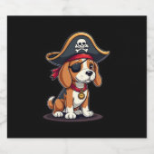 Beagle Pirate Costume Jolly Roger Flag Skull Cross Sparkling Wijnetiket (Enkel label)