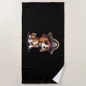 Beagle Pirate Costume Jolly Roger Flag Skull Cross Strandlaken (Voorkant)