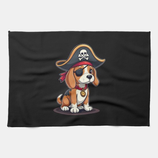 Beagle Pirate Costume Jolly Roger Flag Skull Cross Theedoek (Horizontaal)