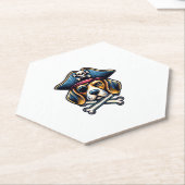 Beagle Pirate Kostuum Skull Crossbones Hondenliefh Kartonnen Onderzetters (Schuin)