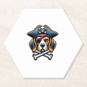Beagle Pirate Kostuum Skull Crossbones Hondenliefh Kartonnen Onderzetters