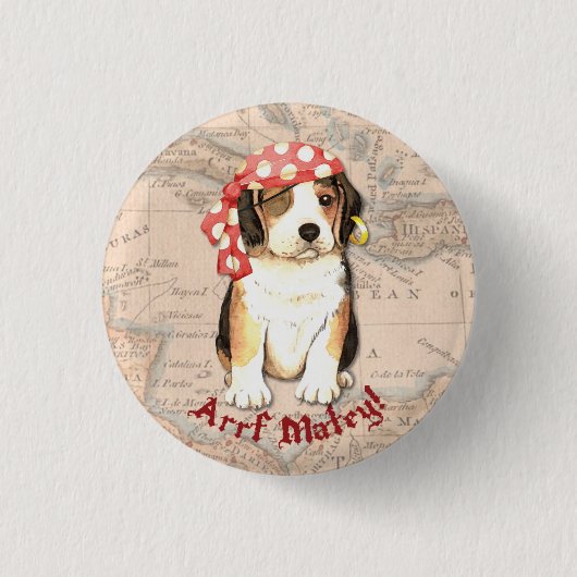 Beagle Pirate Ronde Button 3,2 Cm (Voorkant)