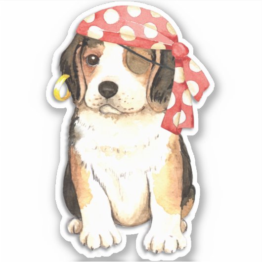 Beagle Pirate Vinyl Sticker (Voorkant)
