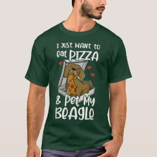 Beagle Pizza Walk Dog Eigenaar Lover Puppy 182 T-shirt
